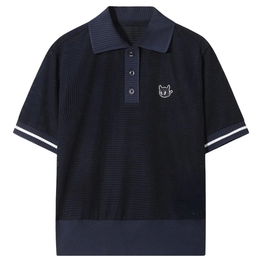 WAAC Women Mesh Jersey Shortsleeve Golf Polo Dark Navy – FW25 NEW