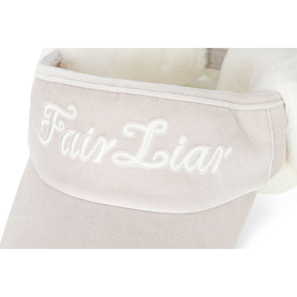 Fairliar Velvet Golf Visor with Ribbon Beige Women