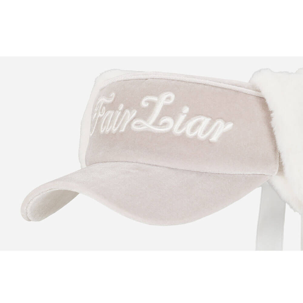 Fairliar Velvet Golf Visor with Ribbon Beige Women
