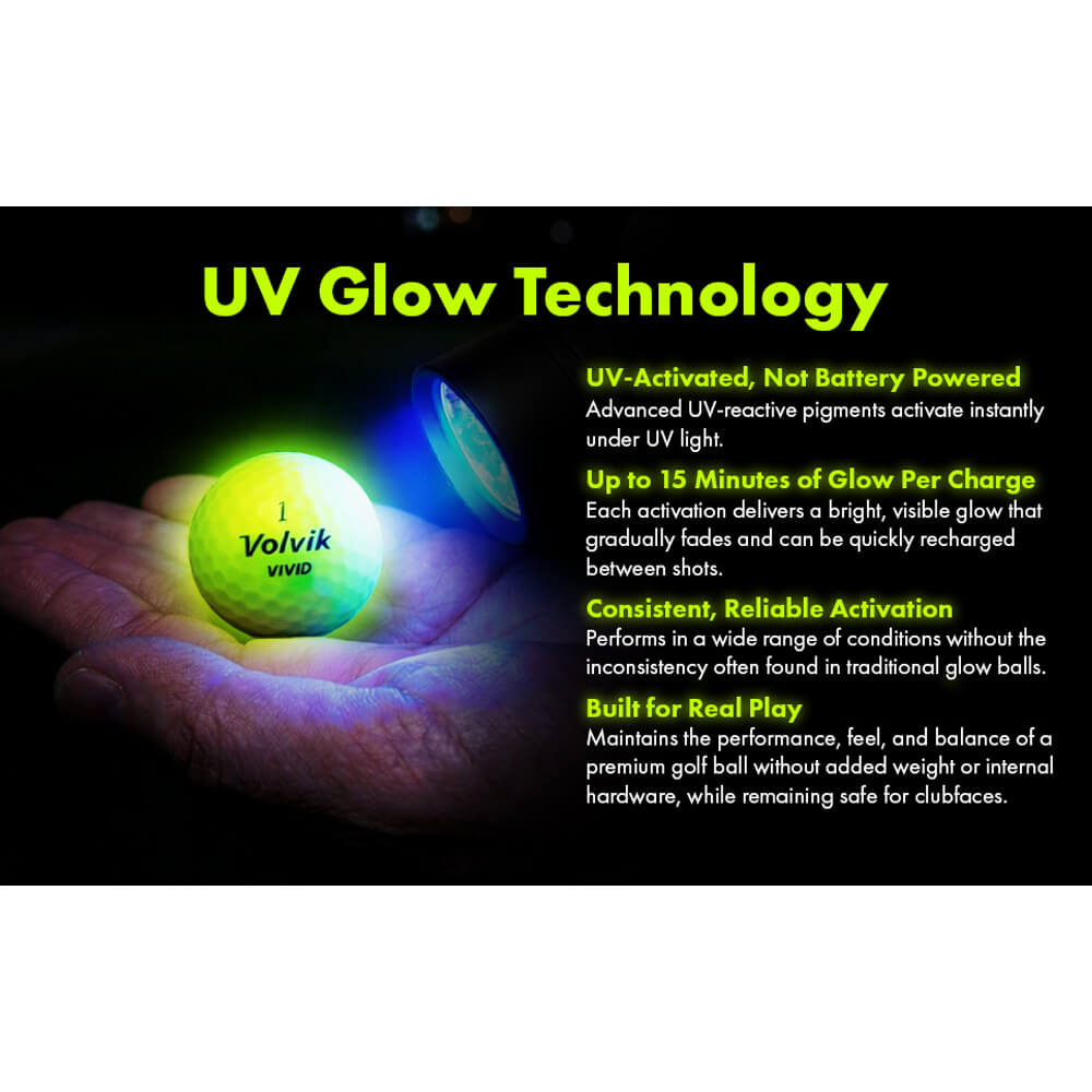 Volvik Vivid Twilight Starter Pack (6 Balls + UV Flashlight) Golf Balls