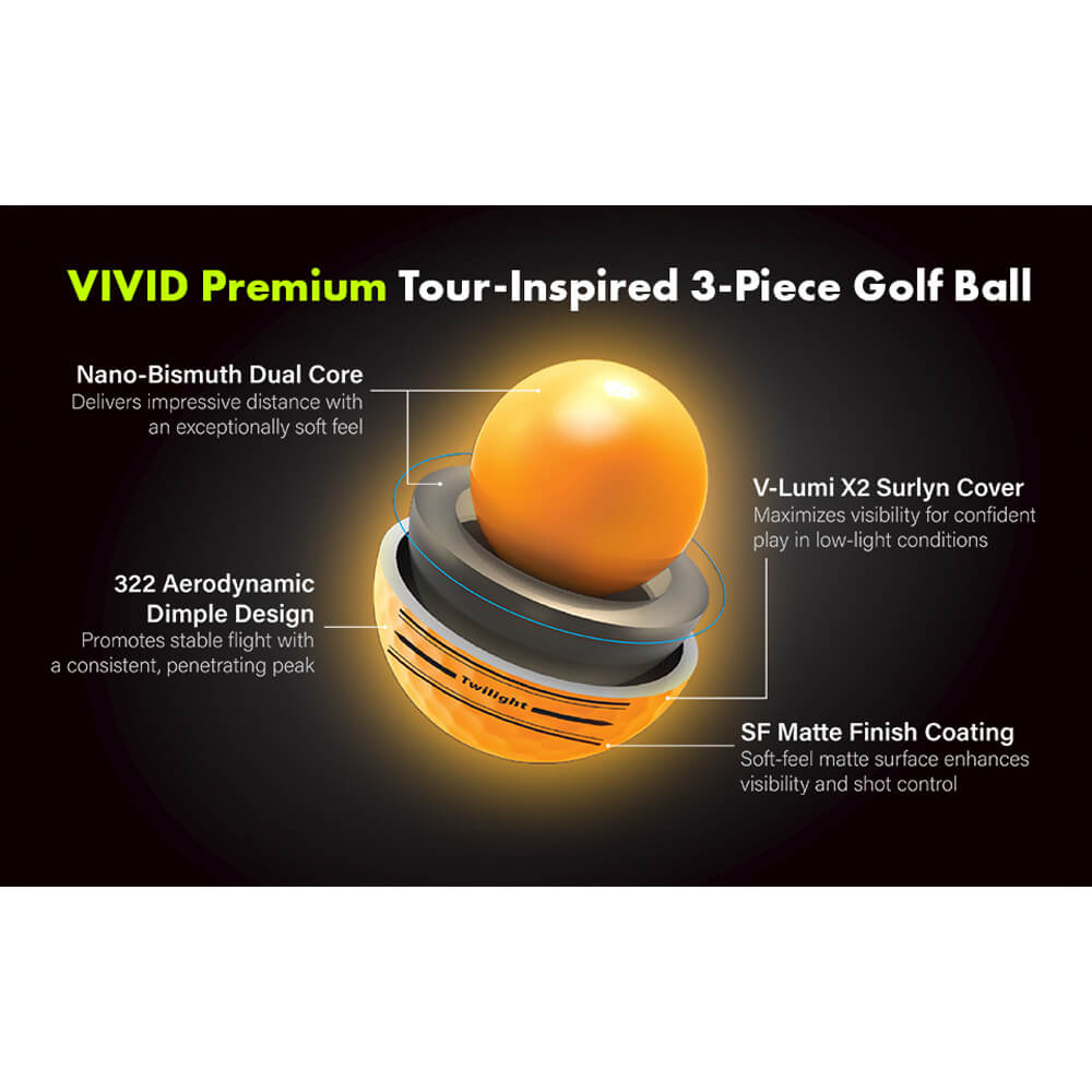 Volvik Vivid Twilight Starter Pack (6 Balls + UV Flashlight) Golf Balls