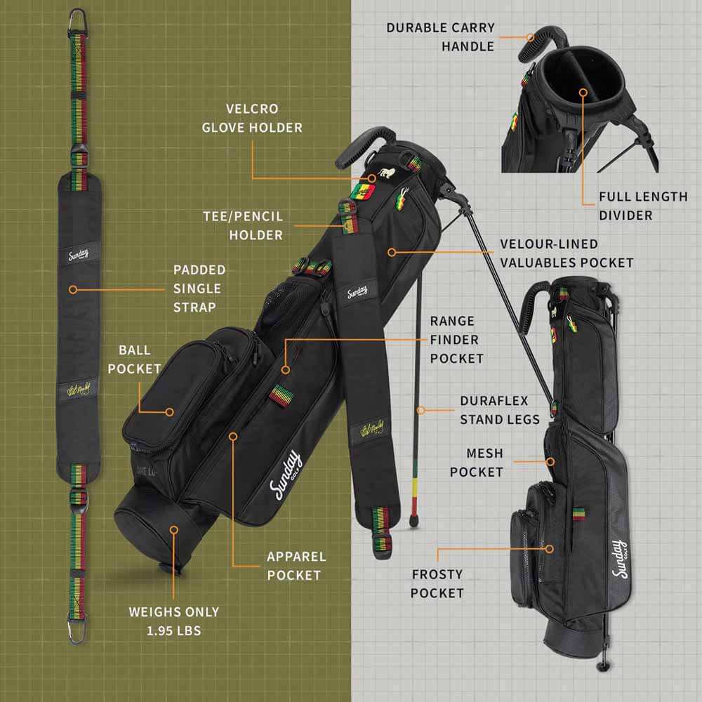 Sunday Golf Bob Marley Rasta Loma Stand Bag