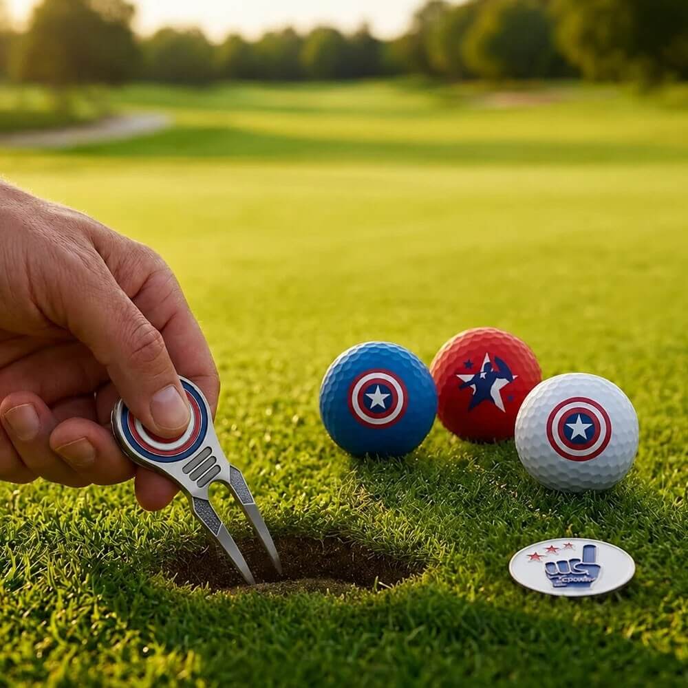 Volvik Marvel Divot Tool & 2 Ball Markers Set
